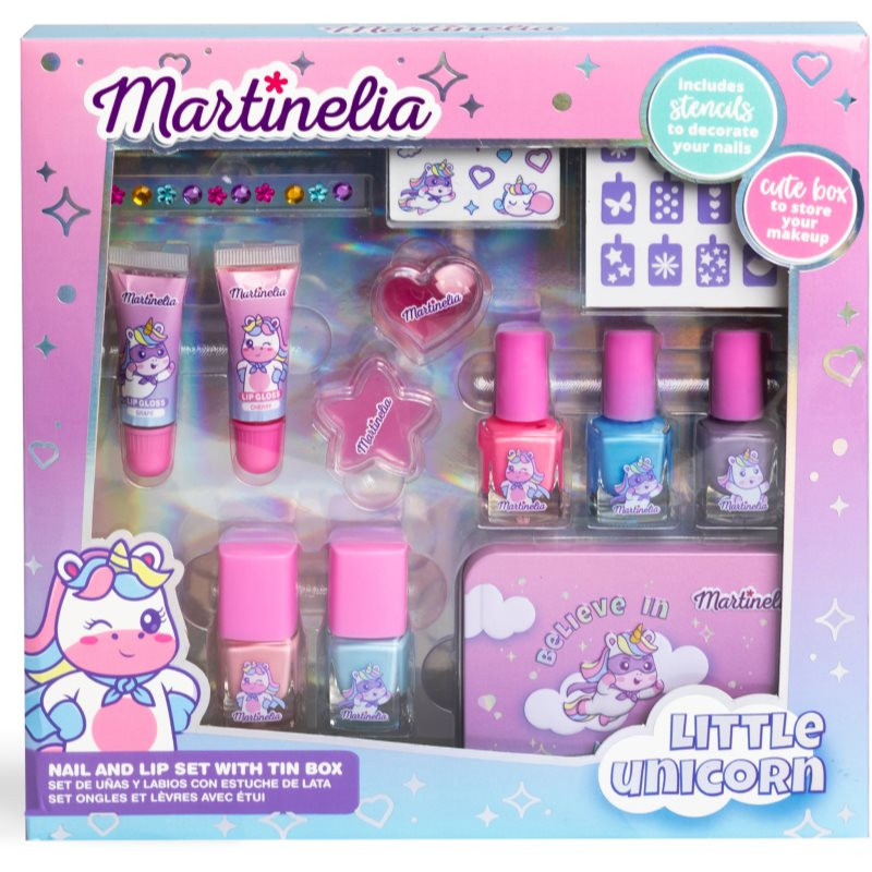 Martinelia Little Unicorn Nail&Lip SET With Tinbox set for children 3+