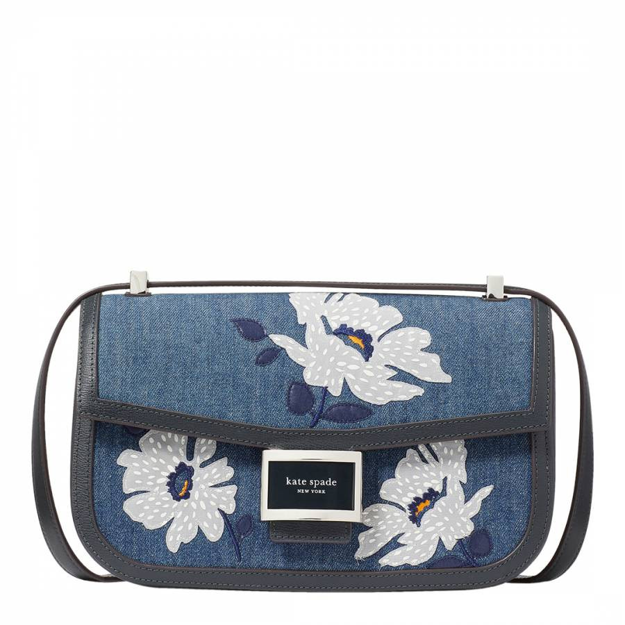 Winters Night Multi Katy Floral Embellished Denim Medium Convertible Shoulder Bag