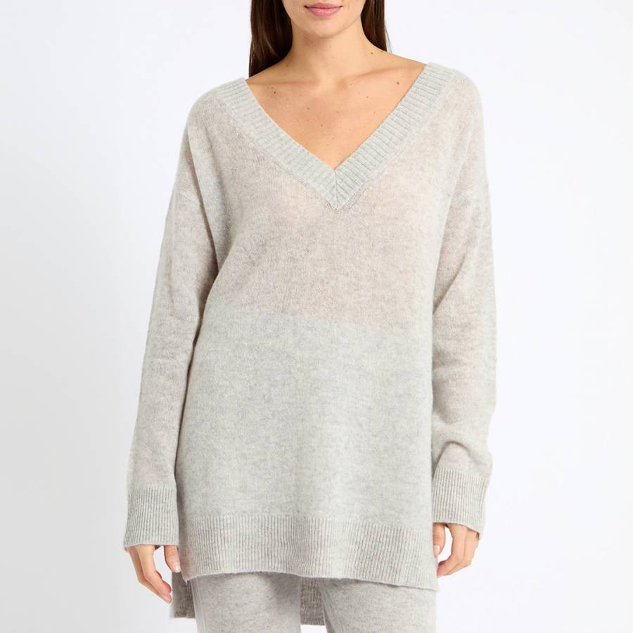 100% Cashmere V-Neck Pullover Grey