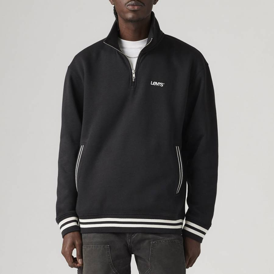 Black Stripe Quarter Zip Sweatshirt