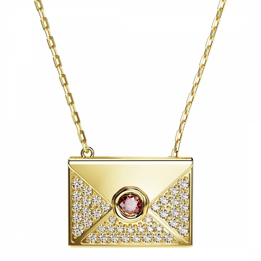 Gold Red Letra Pendant Necklace