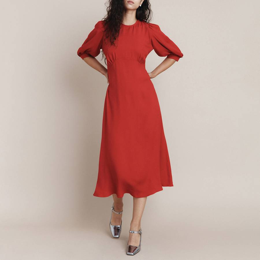 Scarlet Scoop Back Crepe Midi Dress