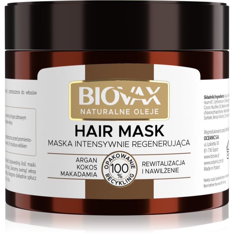 Biovax Natural Oil revitalising mask for perfect-looking hair 250 ml