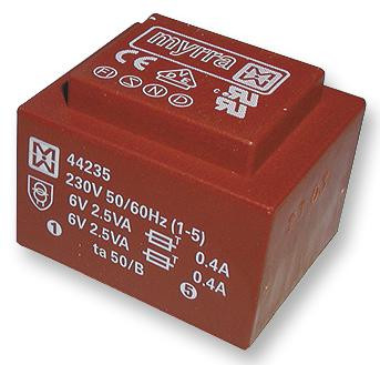 Myrra 44235 Transformer, 5Va, 230V, 2 X 6V