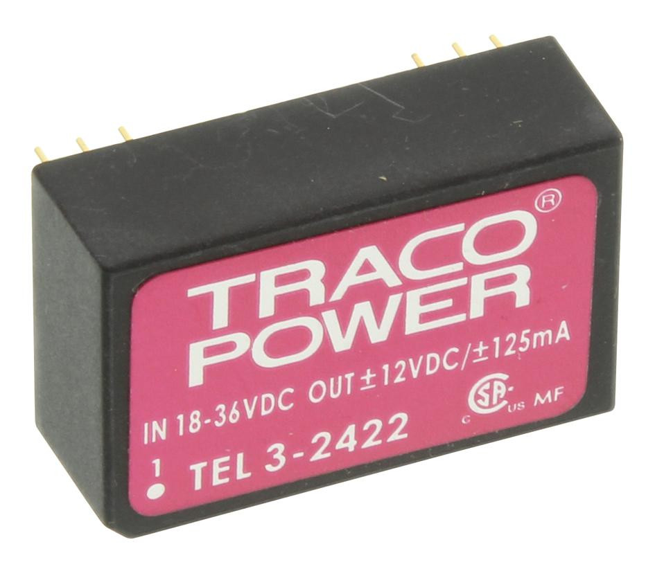 TRACO Power Tel 3-2422 Converter, Dc-Dc, +/-12V, 3W