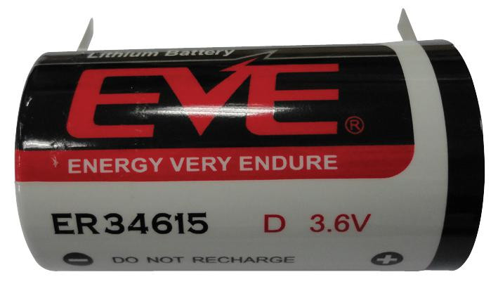 Eve Er34615T Battery, Lithium, 3.6V, D, Tabs