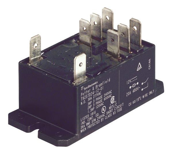 Potter & Brumfield Relays / Te Connectivity T92S7D22-12 Relay, Dpst-No, 277Vac, 28Vdc, 30A