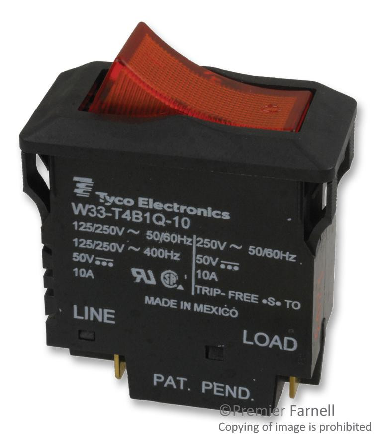 Potter & Brumfield Relays / Te Connectivity W33-T4B1Q-10 Circuit Breaker, Thermal, 2P, 250V, 10A