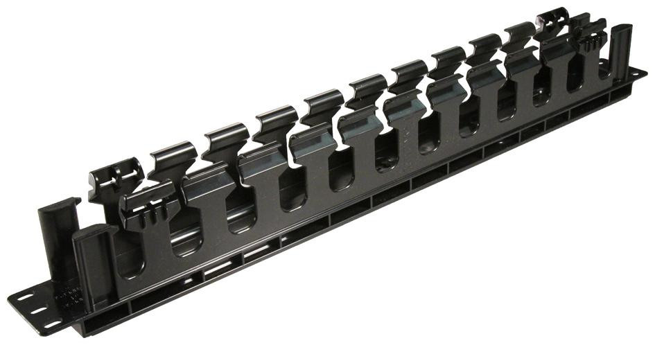 Panduit Wmplfse Cable Manager, Horizontal/front, 1Ru, Plastic, 44mm H, Black