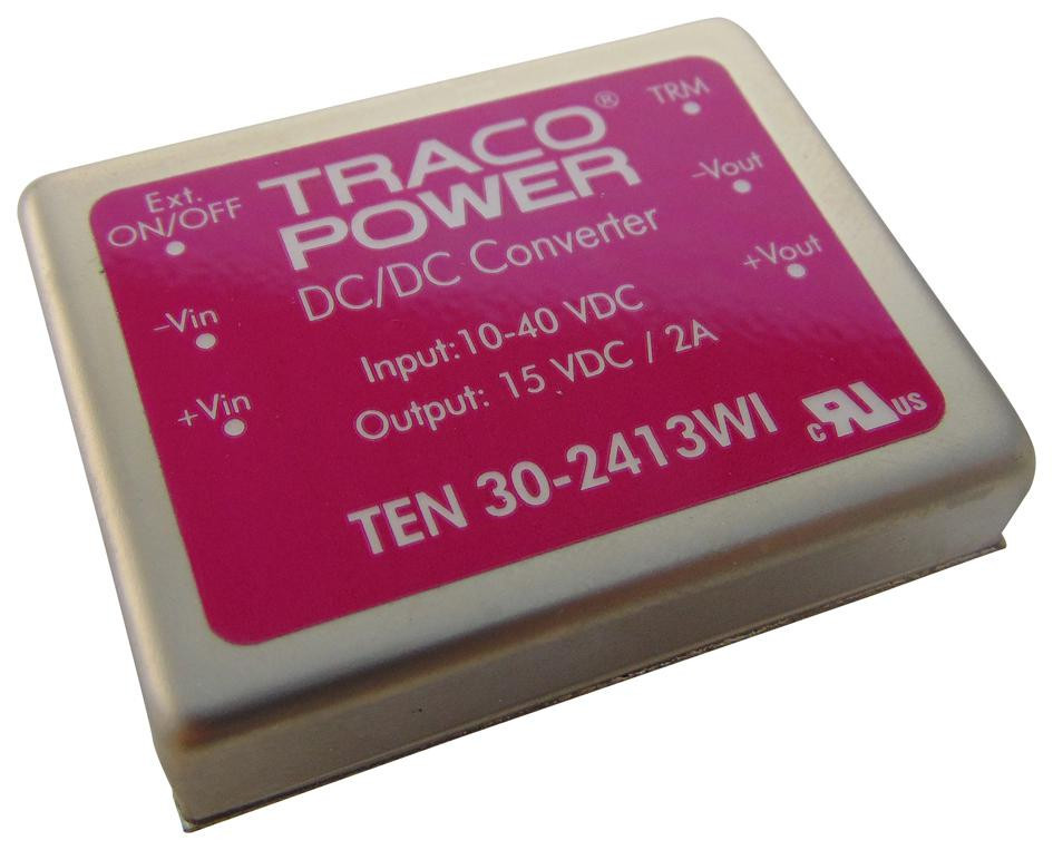 TRACO Power Ten 30-2413Wi Converter, Dc/dc, 30W, 15V/2A