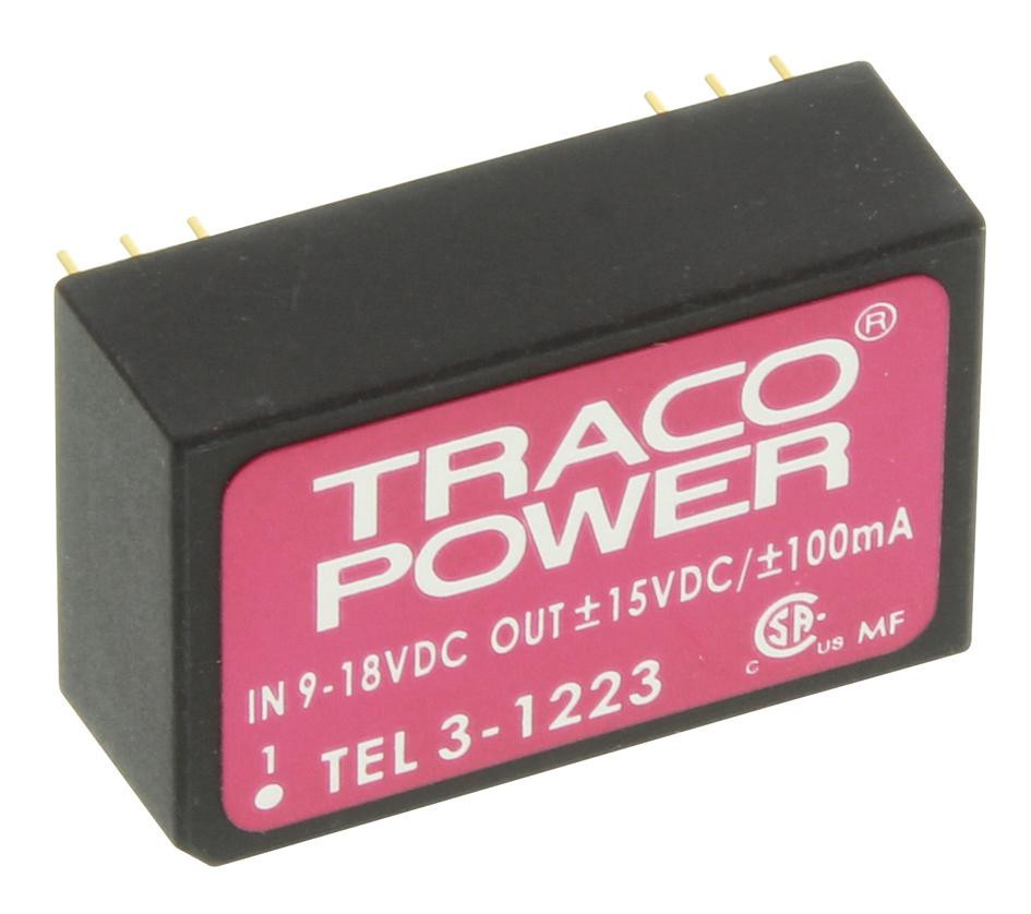 TRACO Power Tel 3-1223 Converter, Dc/dc, 3W, +/-15V