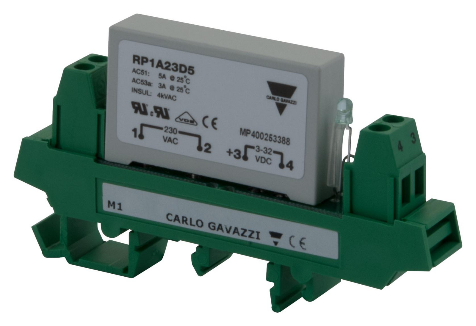 Carlo Gavazzi Rp1A23D5M1 Solid State Relay, 5A, 34Vdc, Din Rail