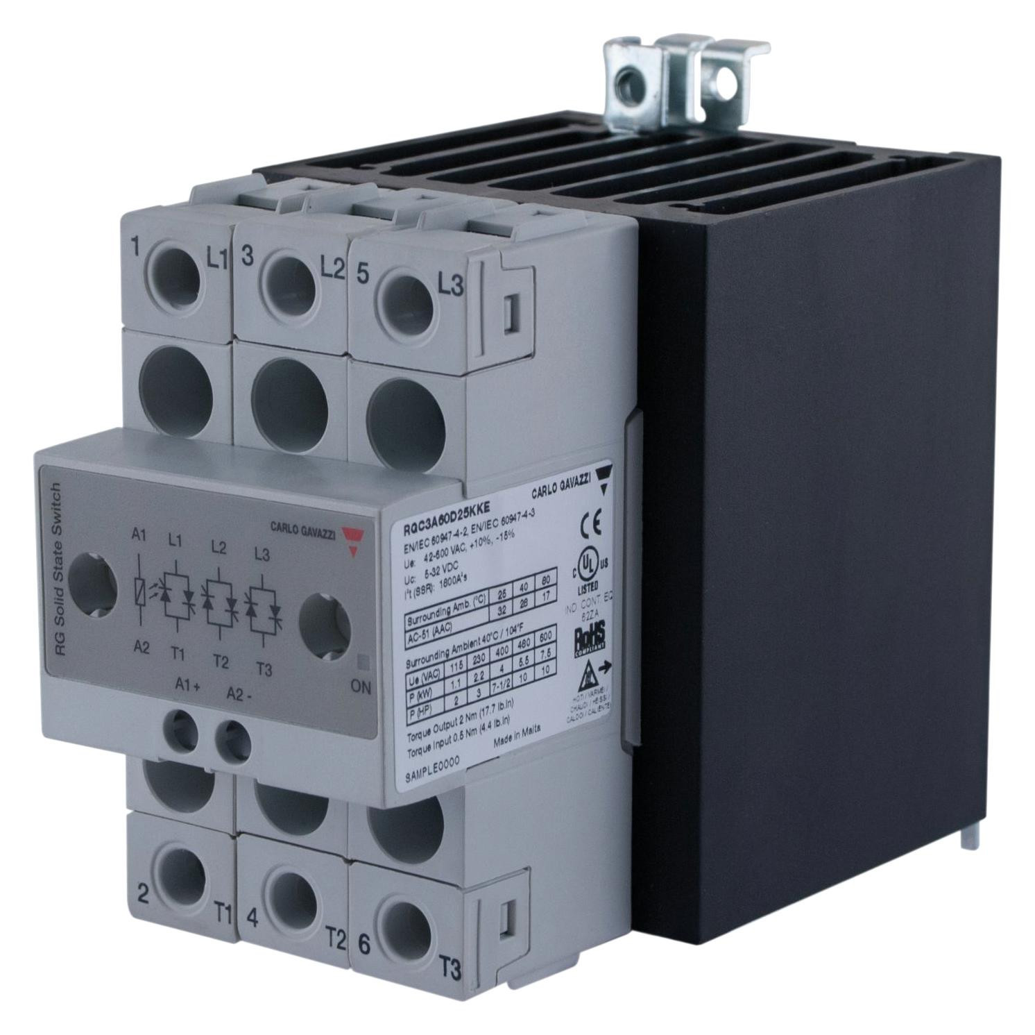 Carlo Gavazzi Rgc3A60D25Kke Solid State Contactor, 25A, 5 To 32Vdc