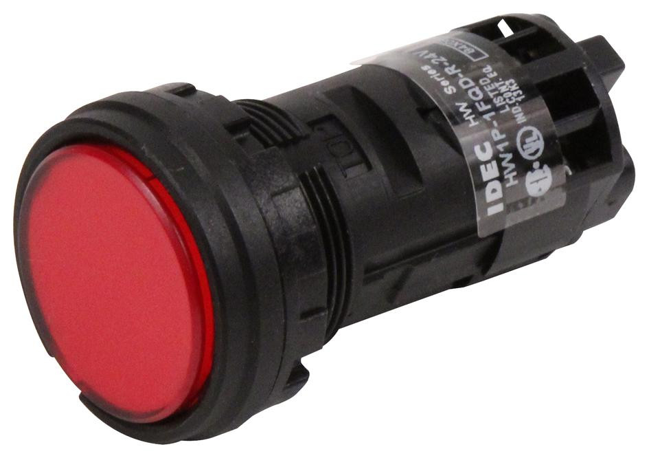 IDEC Hw1P-1Fqd-R-24V Panel Mount Indicator, Led, 22mm, Red, 24V