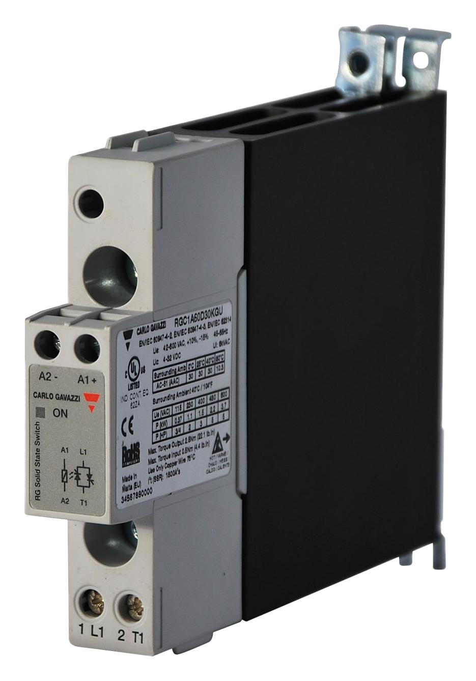 Carlo Gavazzi Rgc1A60D30Kgu Solid State Contactor, 30A, 4 To 32Vdc