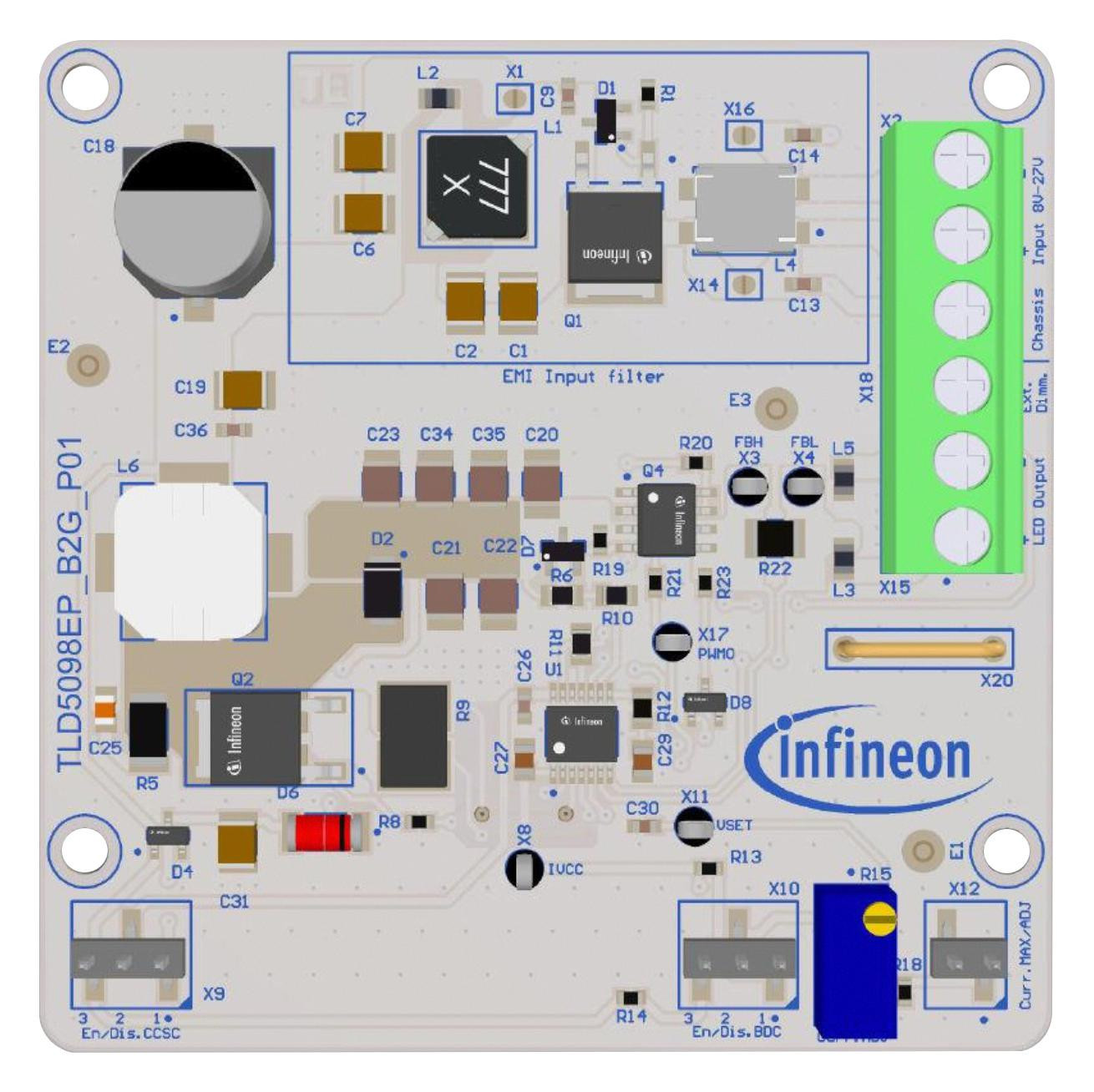 Infineon Tld5098Epb2Gevalkittobo1 Evaluation Kit, Boost, 54V, 0.35A