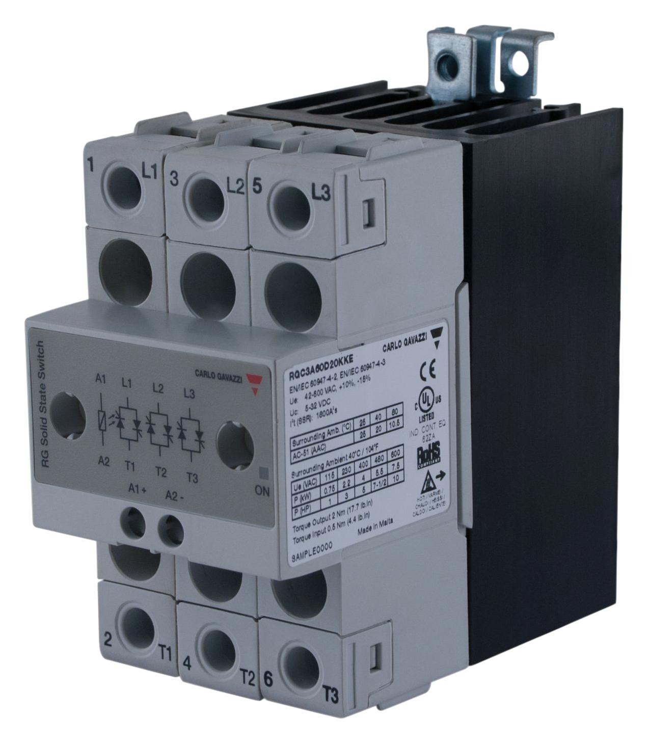 Carlo Gavazzi Rgc3A60D20Kke Solid State Contactor, 20A, 5 To 32Vdc