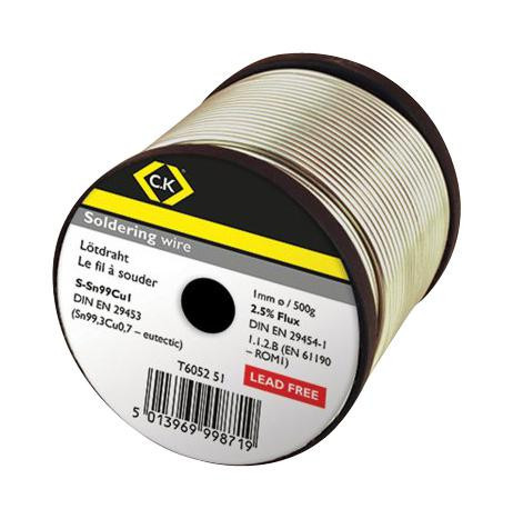 Ck Tools T6052 51 Solder Wire, 99/1 Sn/cu, Rosin, 1mm