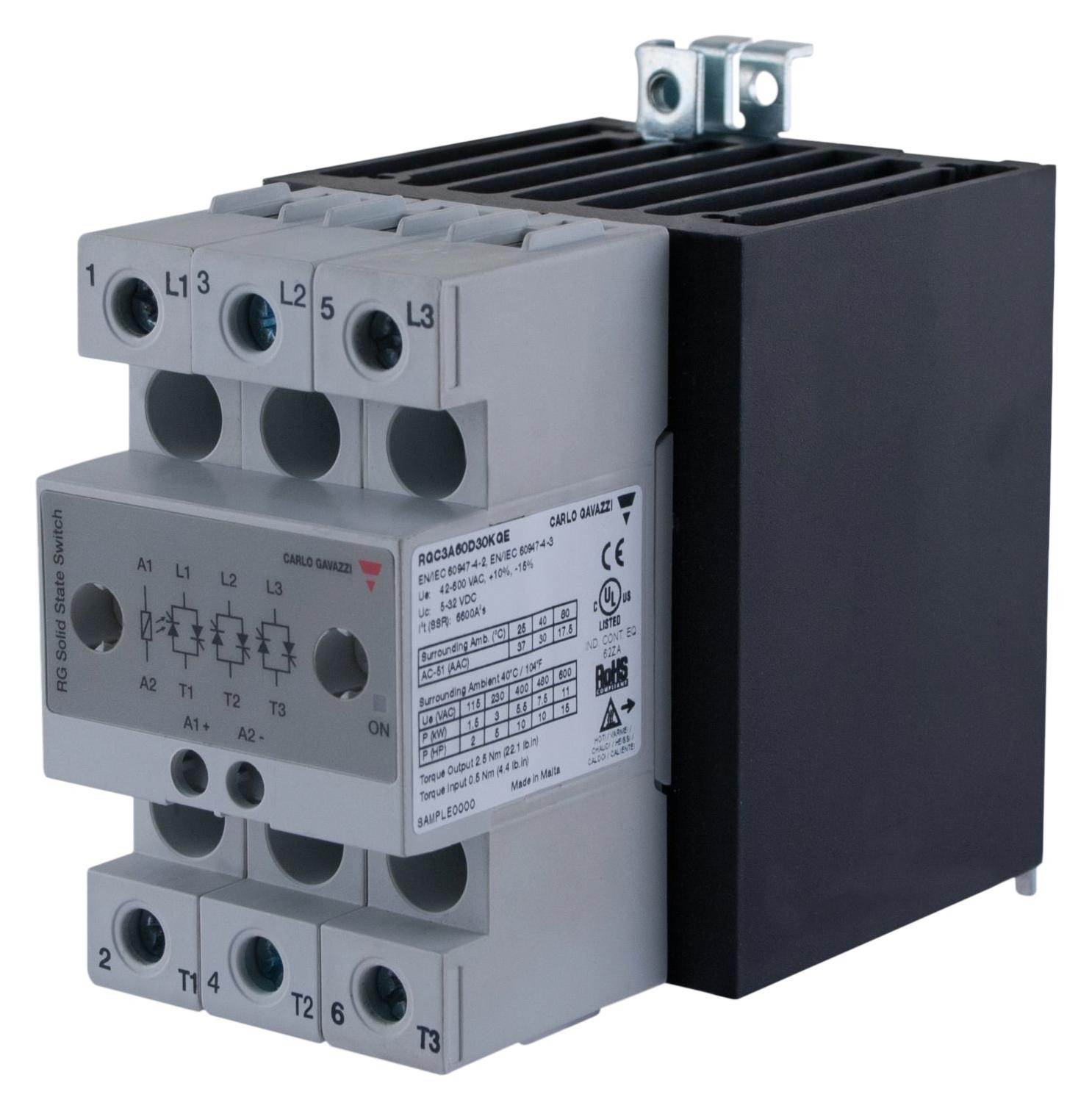 Carlo Gavazzi Rgc3A60A30Kge Solid State Contactor, 30A, 20 To 275Vac