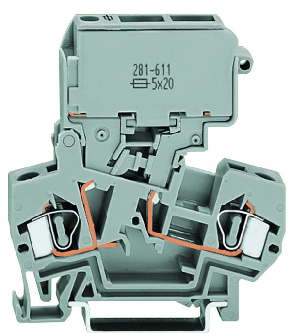 WAGO 0281-0611 Terminal Block, Fused, 28-12Awg, 5X20mm