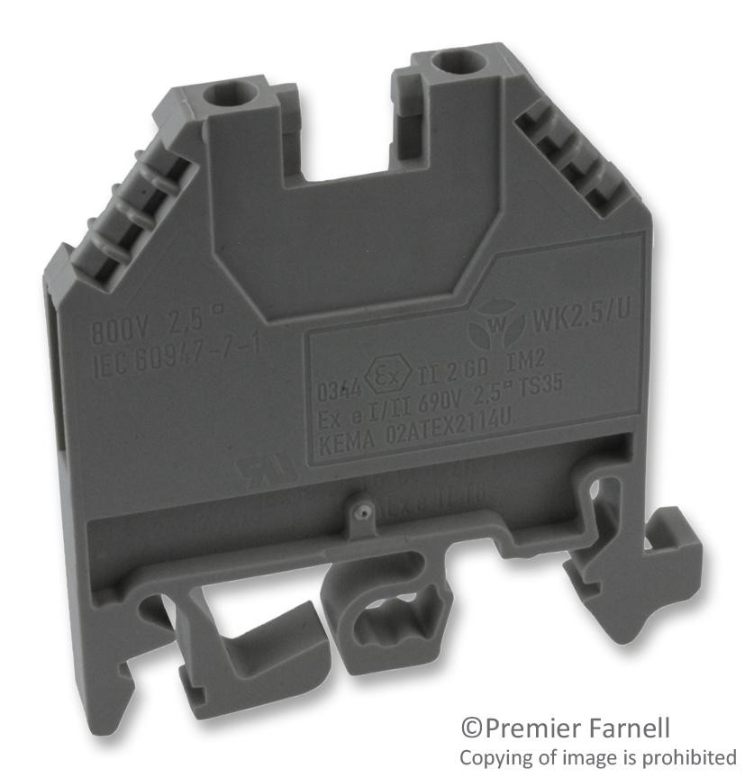 Wieland Electric 57.503.0055.0 Terminal Block, Din Rail, 2 Position, 22-12Awg