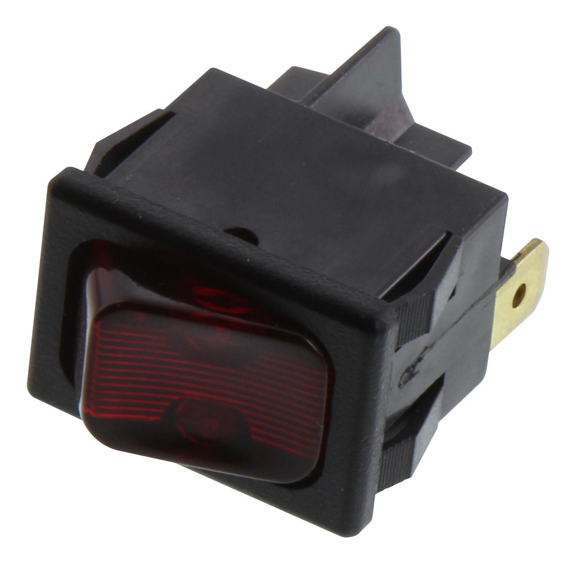 Carling Technologies 632122-2B-Jn Illuminated Rocker Switch, Spst, 12A, 125Vac, Red