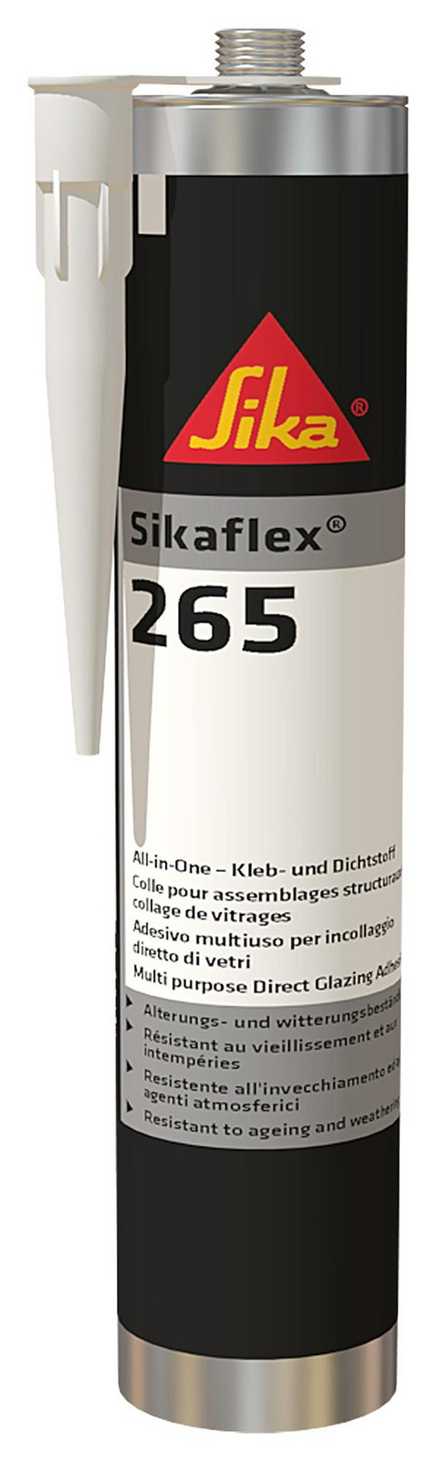 Sika 265 Black Adhesive, Polyurethane, Blk, Crt, 300Ml