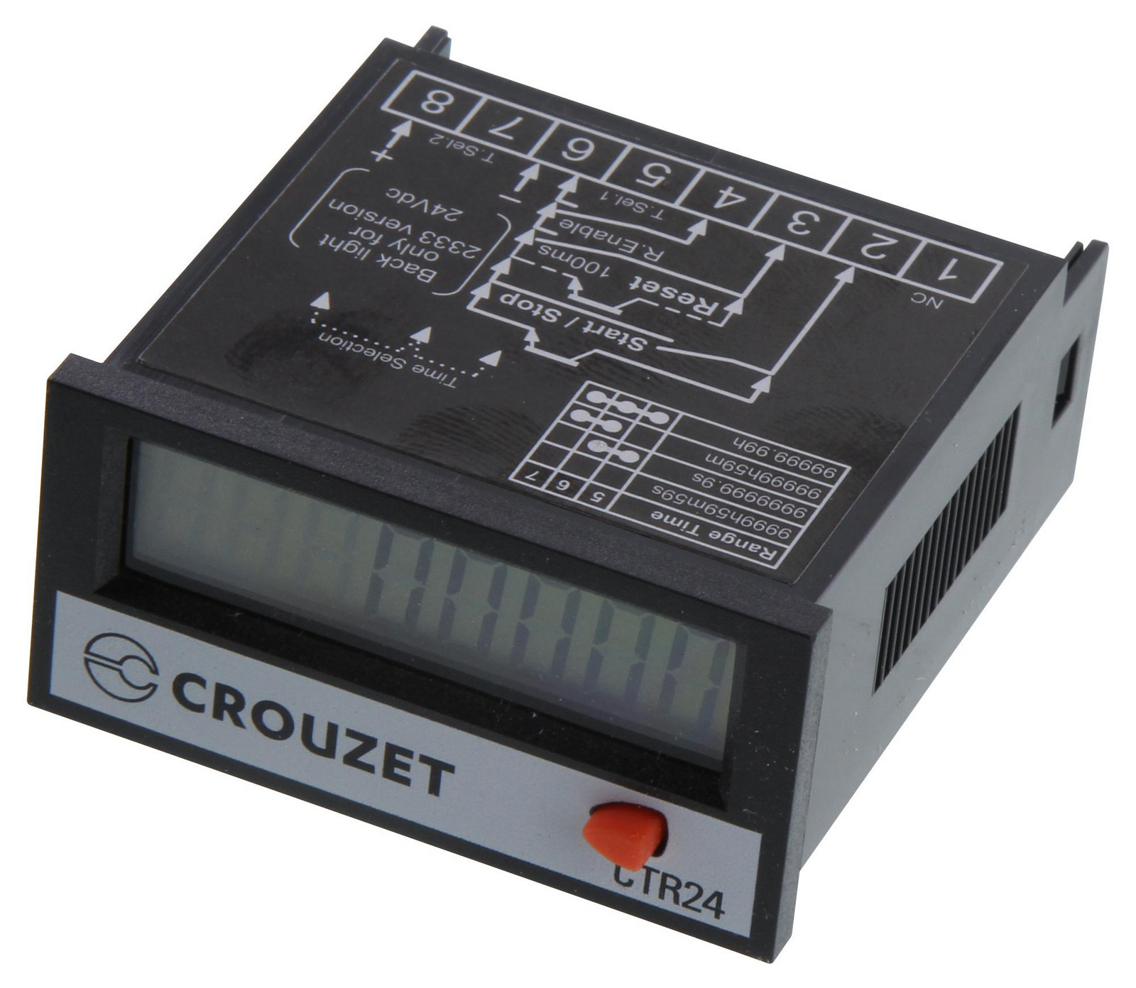 Crouzet 87622162 Digital Hour Meter, 8-Digit