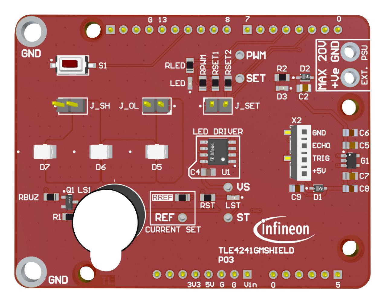 Infineon Tle4241Sysshieldtobo1 Shield Board, Linear, 16V, 0.0325A