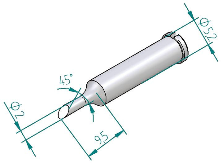 Ersa 0102Adlf20/sb Tip, Soldering, Angled Face, 2.0mm