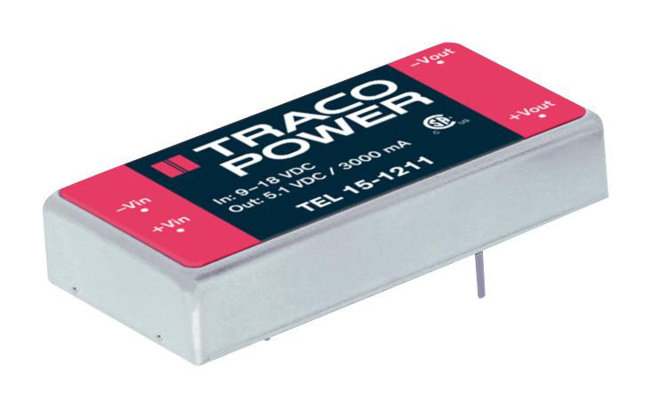 TRACO Power Tel 15-1223 Converter, Dc/dc, 15W, +/-15V/0.5A