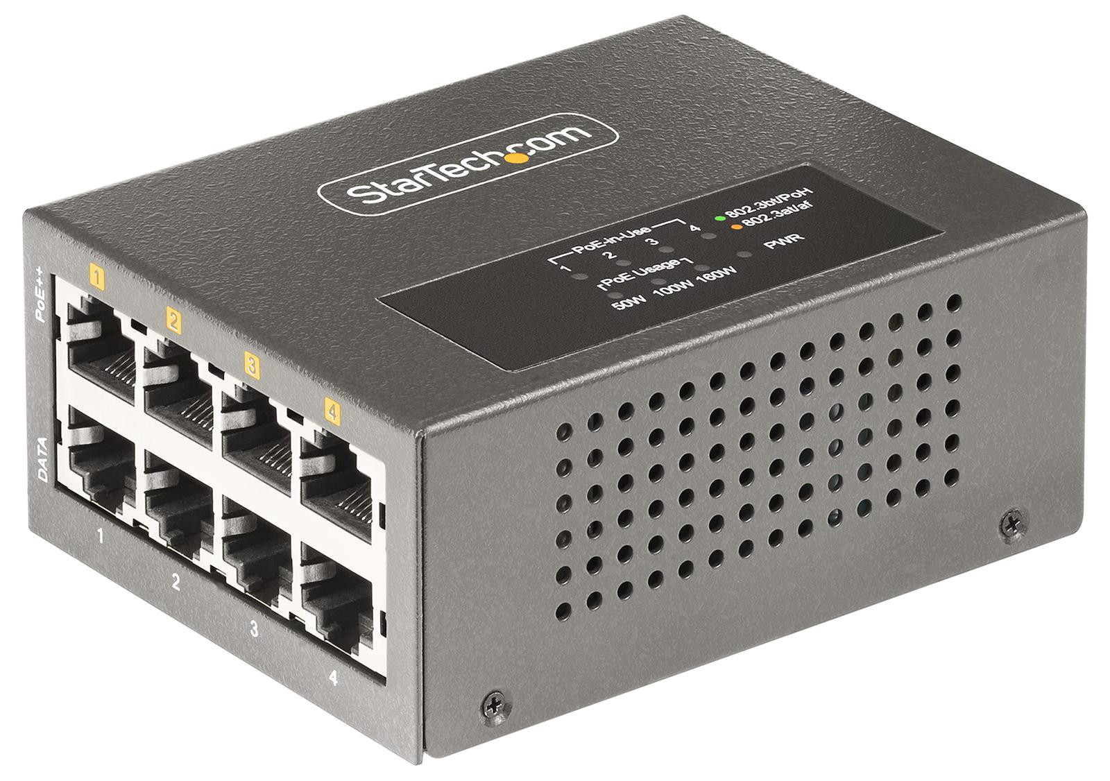 Startech As445C-Poe-Injector Injector Hub, 4Port, Multi-Gigabit Poe++