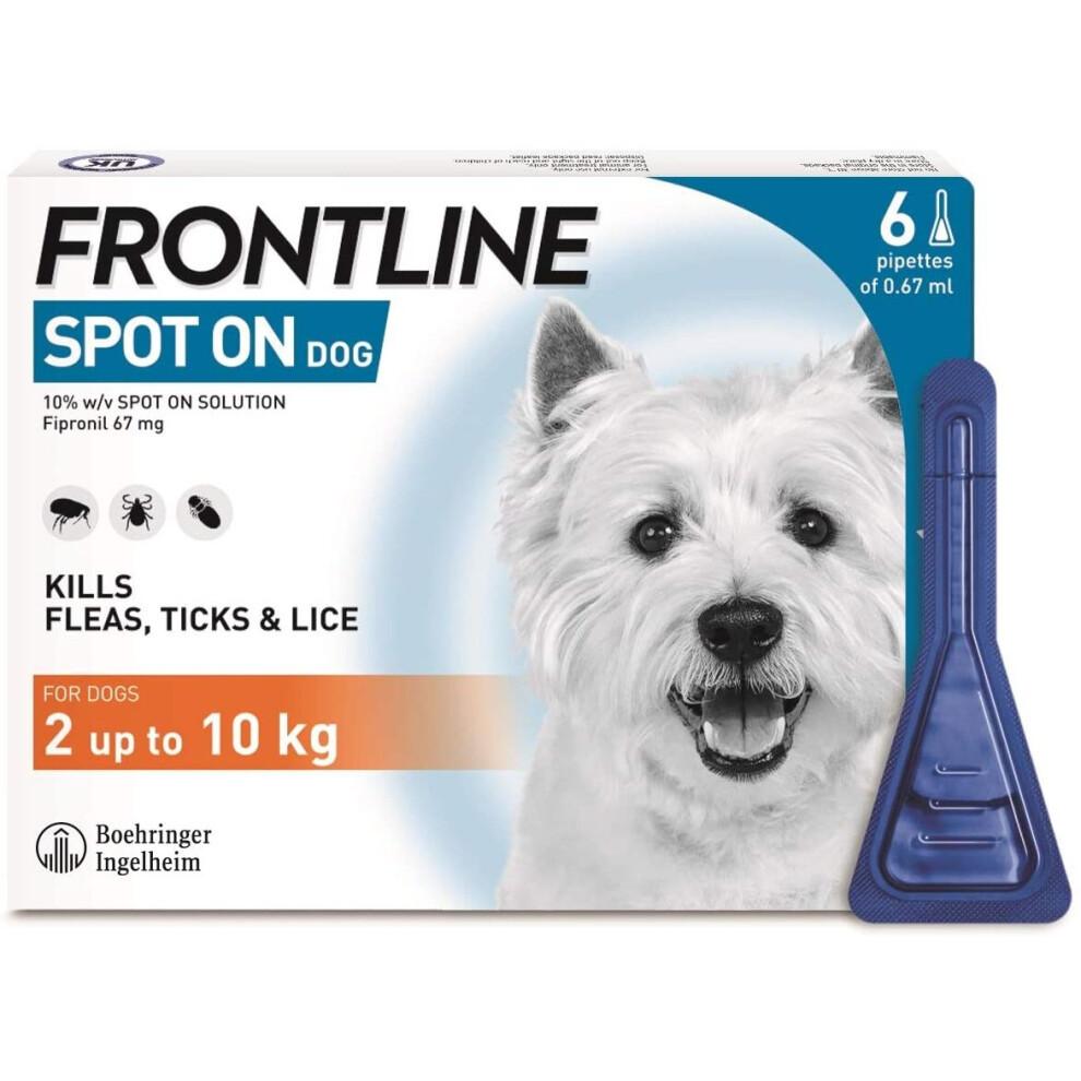 Frontline Spot On Solution for biting lice Dogs, 2-10kg, 6 Pipettes of 0.67ml