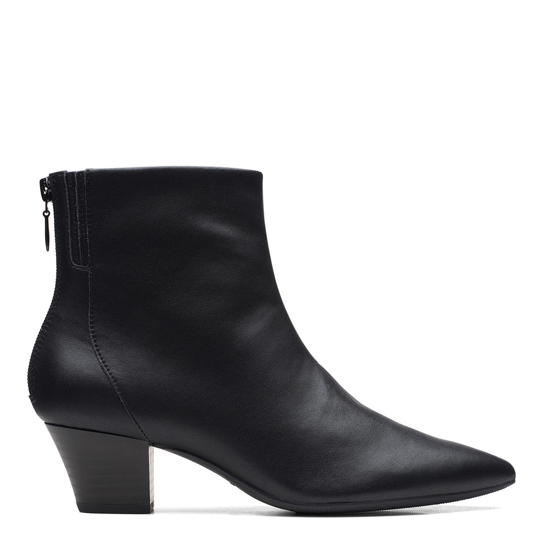 Black Leather Teresa Heeled Ankle Boot