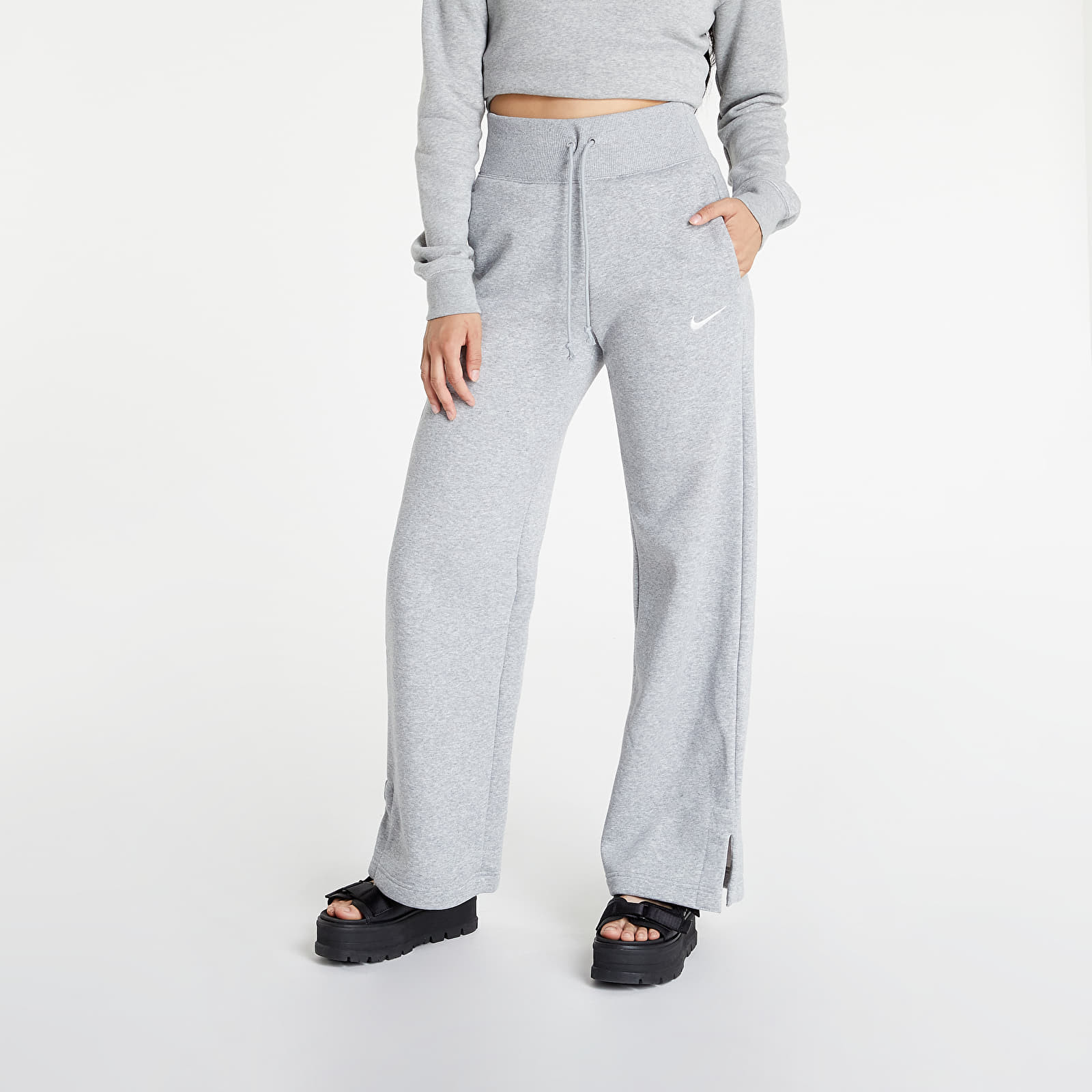 Pants Nike Sportswear Phoenix Fleece Women's High-Waisted Wide-Leg Sweatpants Dk Grey Heather/ Sail S