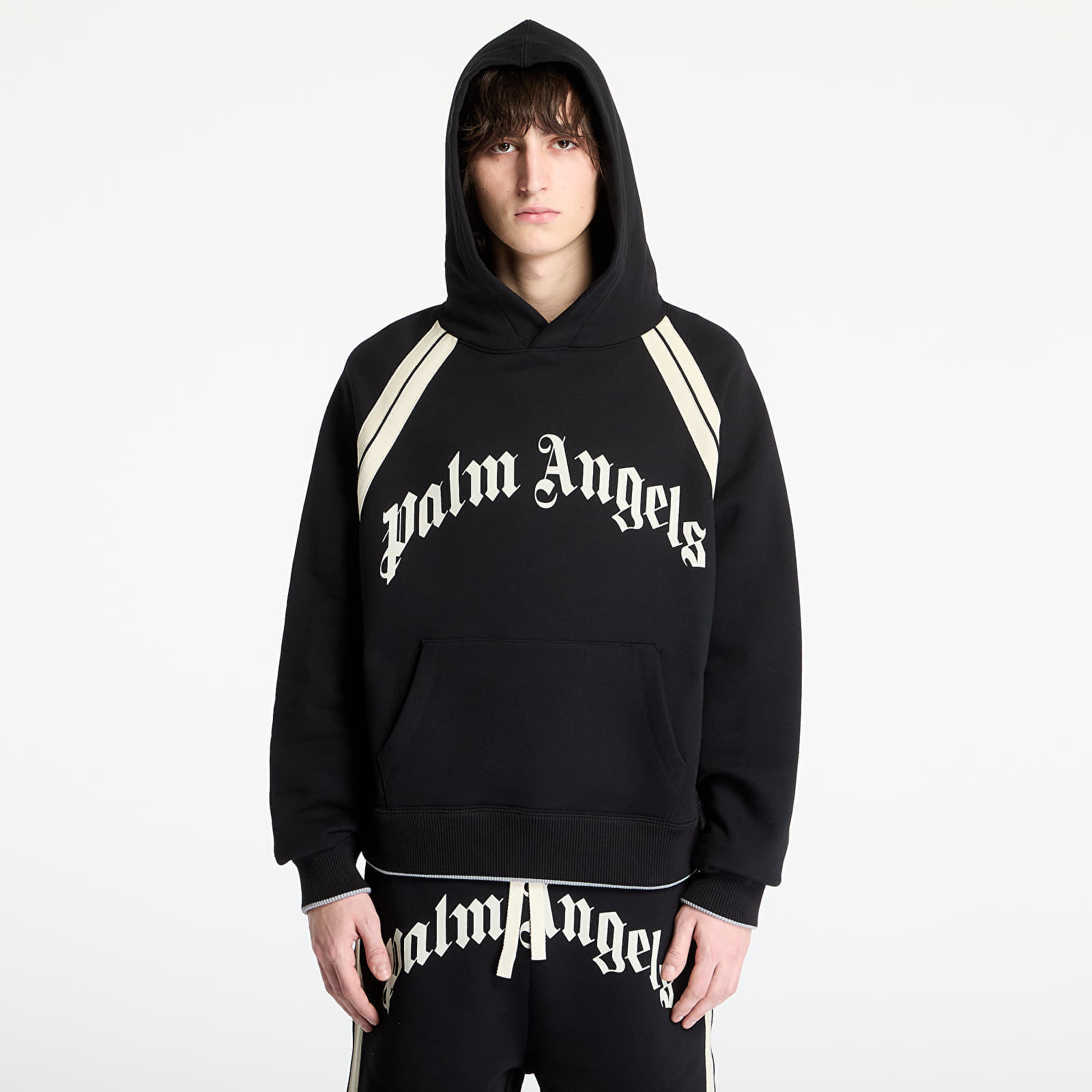 Sweatshirt Palm Angels Curved Logo Track Hoody Black/ Ivory XL