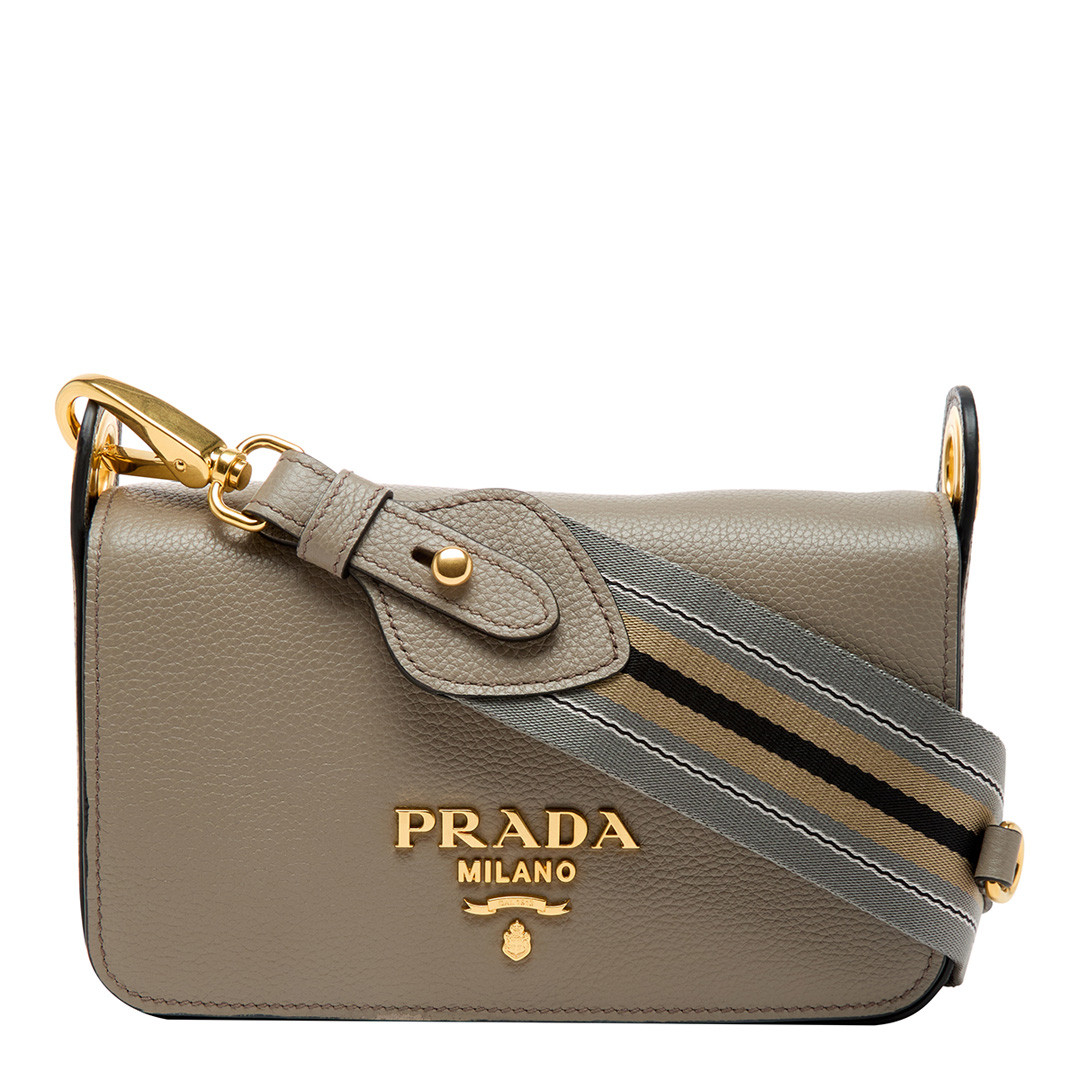 Prada Women's Grey Vitello Phenix Shoulder Bag