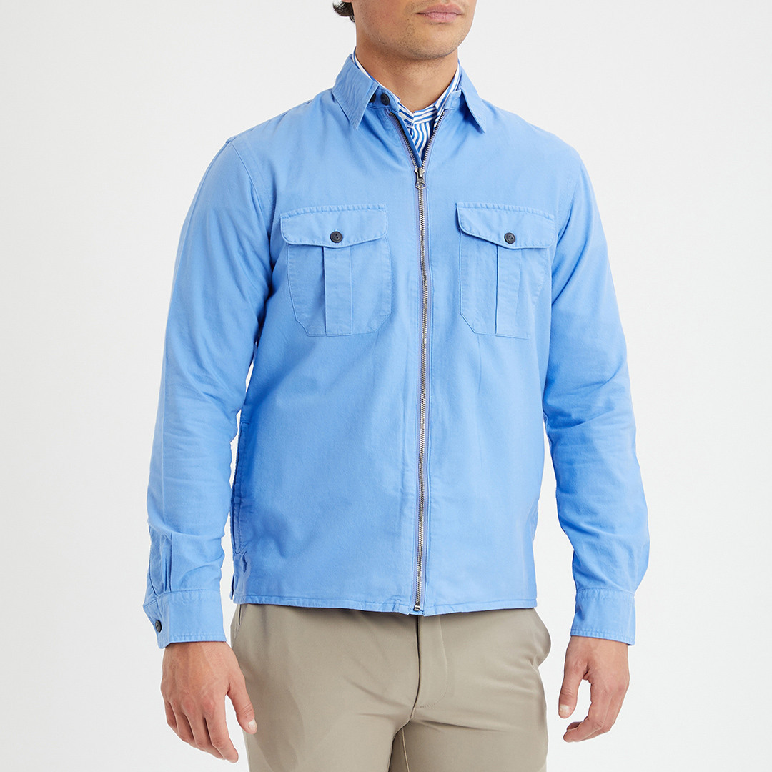 Blue Garment-Dyed Oxford Overshirt