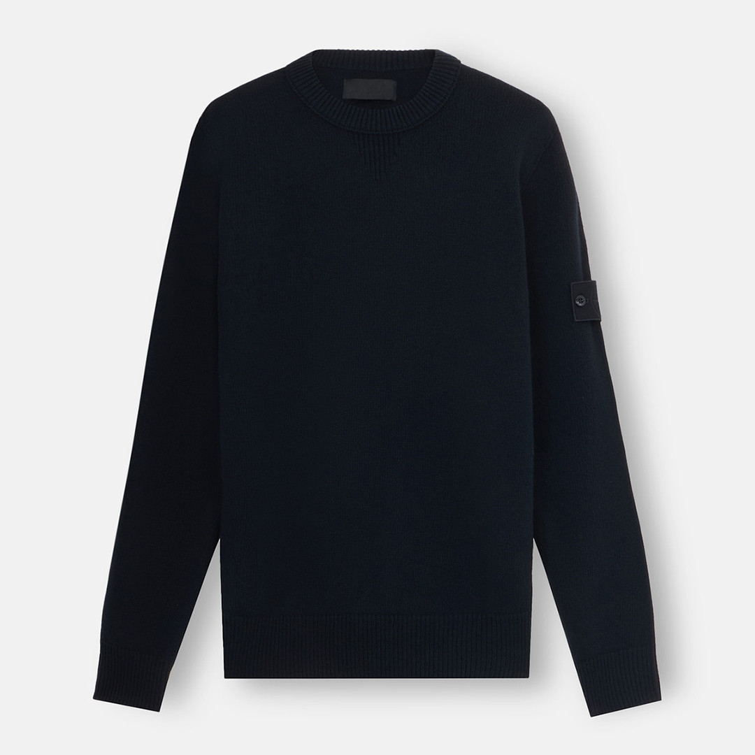 Navy Ghost Crew Neck Wool Jumper