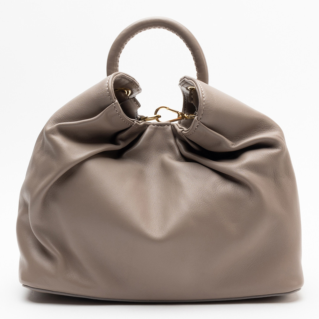 Grey Large Dumpling Leather Handbag