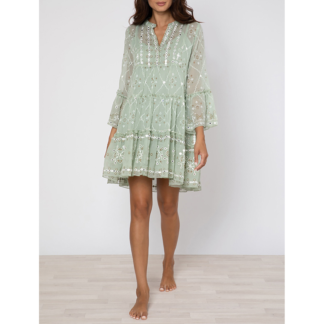 Sage Flared Sleeve Dress