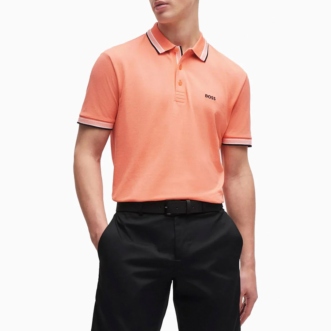 Coral Tipped Cotton Polo Shirt