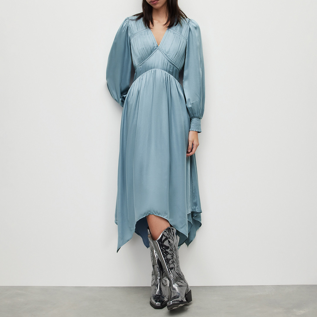 Blue Slate Estelle Silk BlendDress