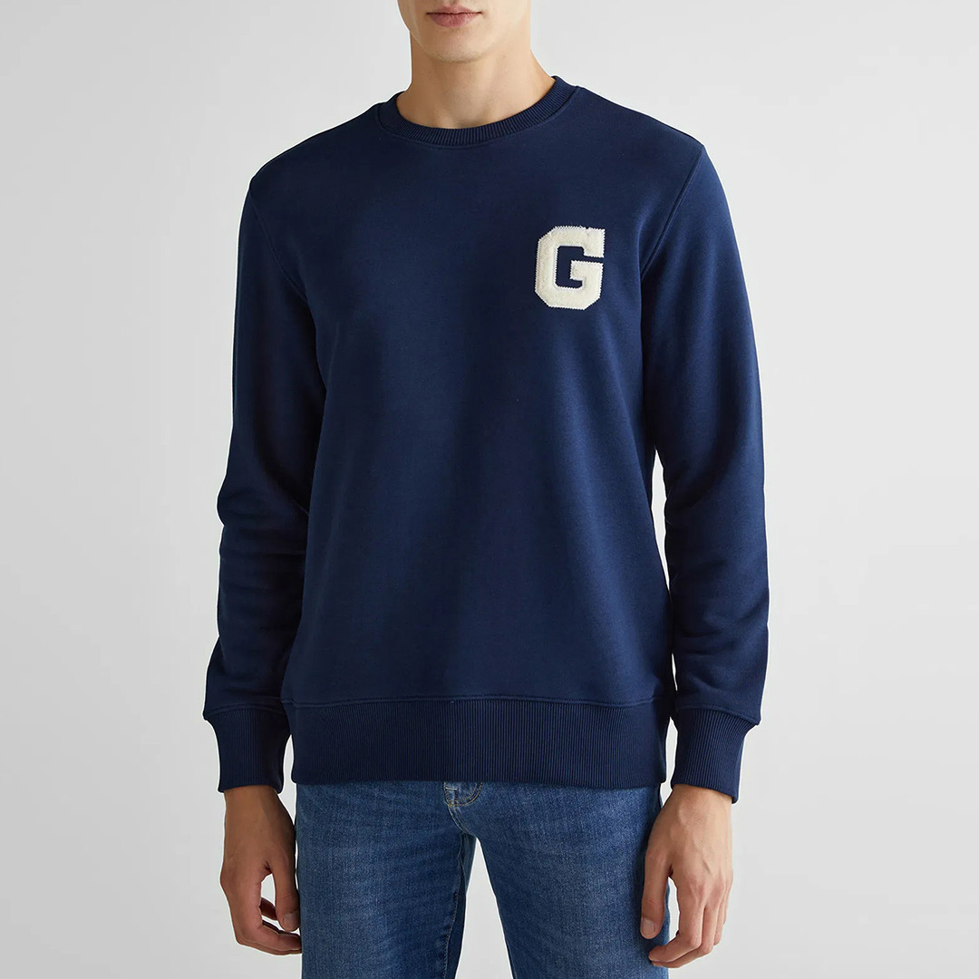 Blue Graphic Crew Neck Sweatshirt