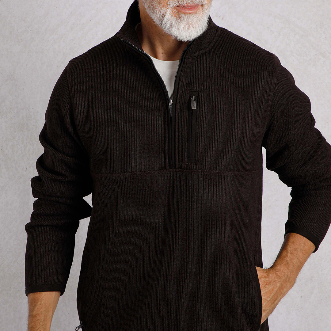 Brown 1/4 Zip Bonded Fleece