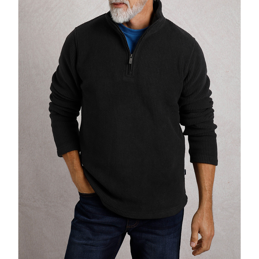 Black 1/4 Zip Ribbed Fleece