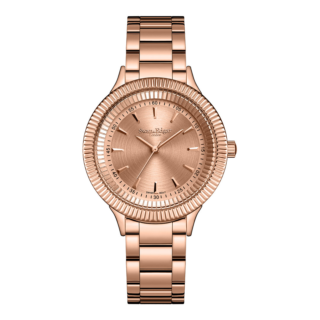 Rose Gold Swan & Edgar Ladies Duet Watch 38Mm