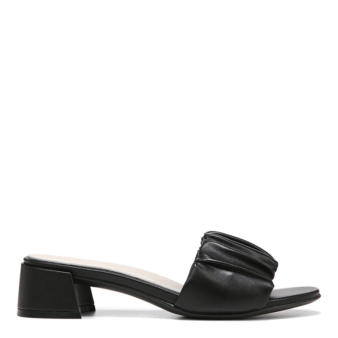 Black Leather Jaylen Heeled Mules