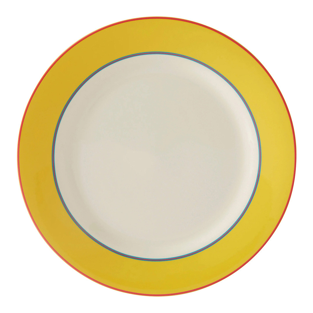 Set of 4 Kit Kemp Calypson Yellow Dinner Plates 29.3cm