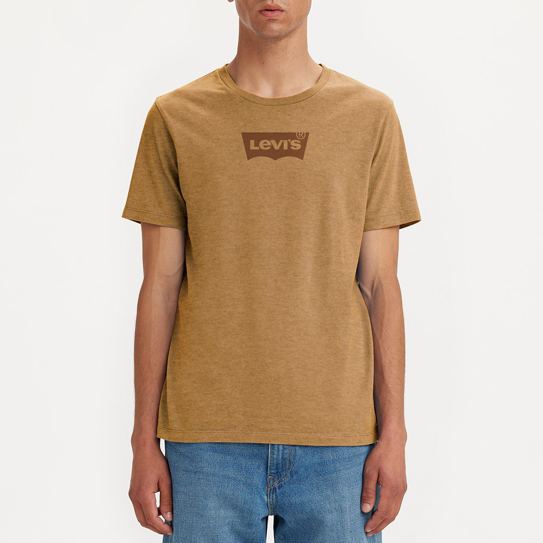 Beige Graphic Cotton Blend T-Shirt